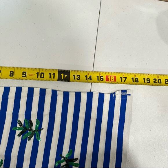 New J.Crew Striped tank top w/ sequin palm leaves BRILLIANT SAPPHIRE IVORY G4869 - Picture 8 of 8